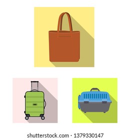 Vector design of suitcase and baggage symbol. Set of suitcase and journey vector icon for stock.