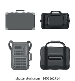 Vector design of suitcase and baggage symbol. Set of suitcase and journey stock vector illustration.