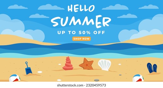 vector design summer sale a horizontal banner in flat design