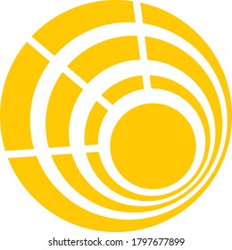 Diseño vectorial de un logotipo de sol en amarillo con tema de círculo
