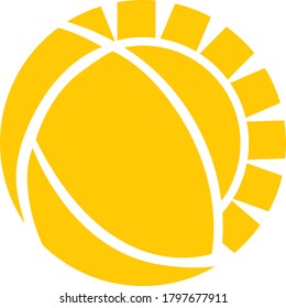 Diseño vectorial de un logotipo de sol en amarillo con tema de círculo