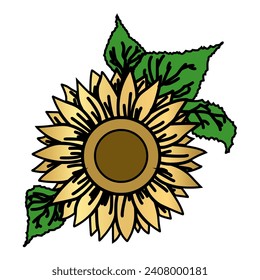 Diseño vectorial de un girasol, efecto dorado