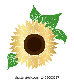 Vektordesign einer Sonnenblume, goldener Effekt