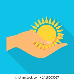 Vector design of sunlight  and hand sign. Set of sunlight  and summer stock vector illustration.