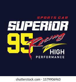 Vector design super car superior, typography design, t-shirt graphics, print, poster, banner, vector illustration