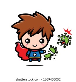 Vector design of super heroes against Coronavirus