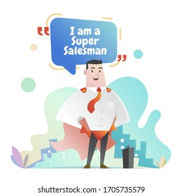 Vektorillustration Design Superverkäufer mit Koffer