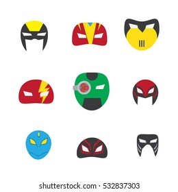 Vector design superhero mask in flat style. Superhero face character