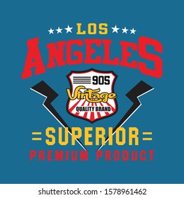 Vektordesign Superior Los Angeles. Typografie-Design, T-Shirt-Grafik, Druck, Poster, Banner, Vektorgrafik