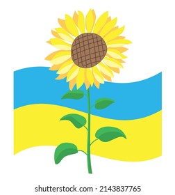 vector design for support ukrainians - flag of Ukraine with yellow sunflower