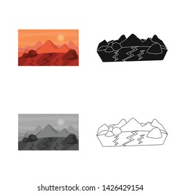 Vector design of surface and mars symbol. Set of surface and landscape stock vector illustration.