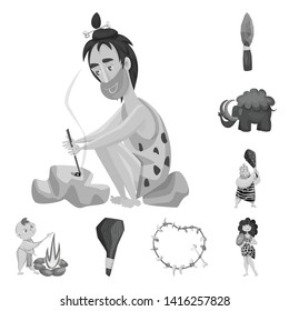Vector design of survival   and history  icon. Set of survival   and prehistory vector icon for stock.