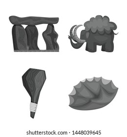 Vector design of survival and history logo. Collection of survival and prehistory stock vector illustration.