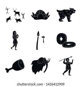 Vector design of survival and primeval icon. Collection of survival and stone stock vector illustration.