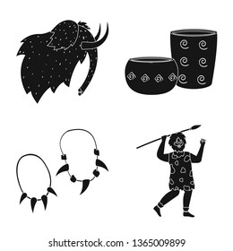 Vector design of survival and primeval logo. Collection of survival and stone stock symbol for web.