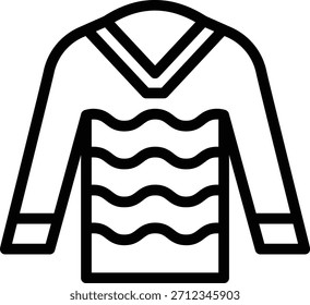 Estilo del icono del suéter del diseño del Vector