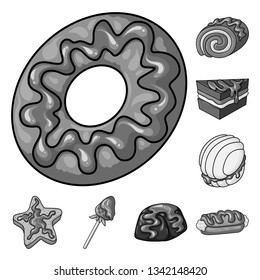 Vector design of sweet and caramel logo. Set of sweet and culinary stock vector illustration.
