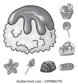 Vector design of sweet and caramel sign. Collection of sweet and culinary stock vector illustration.
