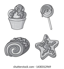 Vector design of sweet and caramel sign. Set of sweet and culinary vector icon for stock.