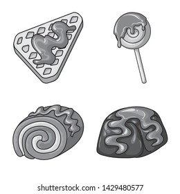 Vector design of sweet and caramel symbol. Set of sweet and culinary stock vector illustration.