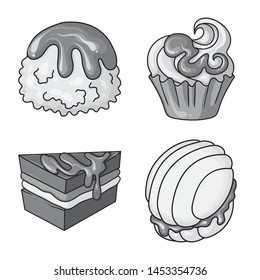 Vector design of sweet and caramel symbol. Set of sweet and culinary stock vector illustration.