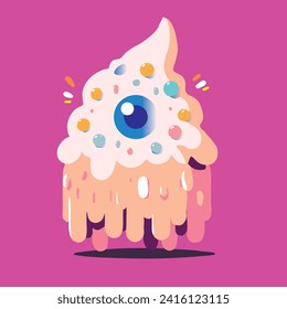 vector design of a sweet one-eyed ice cream monster