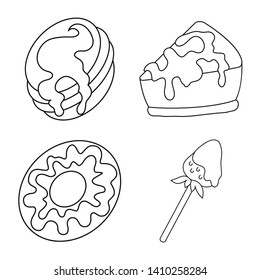 Vector design of sweet and product icon. Collection of sweet and caramel stock vector illustration.