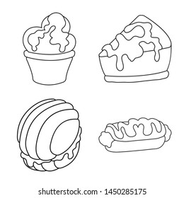 Vector design of sweet and product icon. Set of sweet and caramel vector icon for stock.