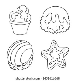 Vector design of sweet and product sign. Collection of sweet and caramel vector icon for stock.