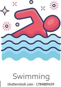 Vector design of swimming in modern editable style, flat icon 