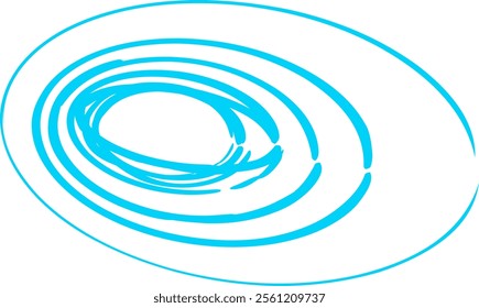 Vector design of swirling circles background with space for text. Beautiful volute of liquid surface of vivid turquoise color with a shining white center in the middle of the funnel