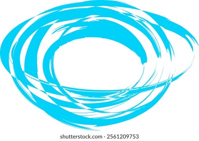 Vector design of swirling circles background with space for text. Beautiful volute of liquid surface of vivid turquoise color with a shining white center in the middle of the funnel