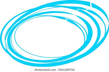 Vector design of swirling circles background with space for text. Beautiful volute of liquid surface of vivid turquoise color with a shining white center in the middle of the funnel
