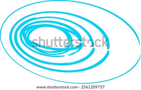 Vector design of swirling circles background with space for text. Beautiful volute of liquid surface of vivid turquoise color with a shining white center in the middle of the funnel