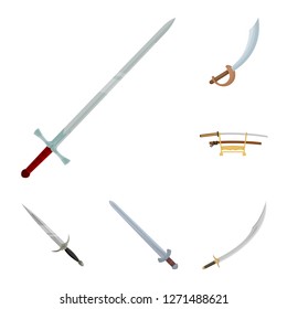 Vector design of sword and blade logo. Set of sword and game  stock symbol for web.