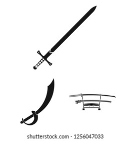 Vector design of sword and blade sign. Collection of sword and game  stock symbol for web.