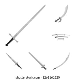 Vector design of sword and blade sign. Collection of sword and game  stock symbol for web.