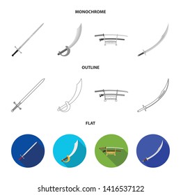 Vector design of sword and blade sign. Collection of sword and game  stock symbol for web.