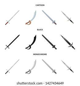 Vector design of sword and blade symbol. Collection of sword and game stock symbol for web.
