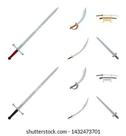 Vector design of sword and blade symbol. Collection of sword and game stock symbol for web.