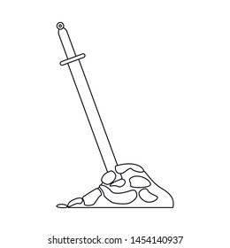 Vector design of sword and excalibur sign. Set of sword and vintage stock symbol for web.