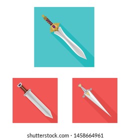Vector design of and sword sign. Collection of and knife stock symbol for web.