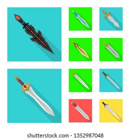 Vector design of  and sword  symbol. Collection of  and knife  stock vector illustration.