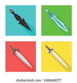 Vector design of  and sword  symbol. Collection of  and knife  stock vector illustration.