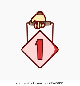 vector design of symbol of hand holding number 1 sign