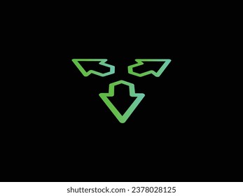 vector design, symbol, icon, illustration arrow triangle, isometric perspective sign for a logo technology with a gradient green color awesome idea