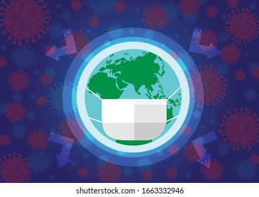Símbolo de diseño vectorial de la protección del mundo contra el virus de Corona