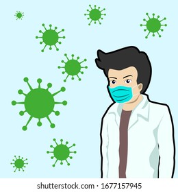 Vector design and symbols about the use of masks, to protect themselves from viruses for health