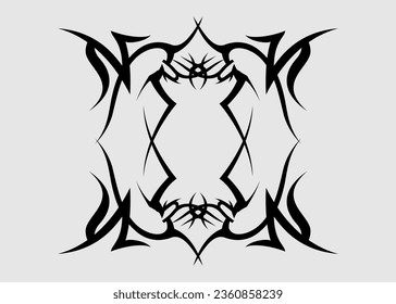 vector design symmetrical sharp black tribal tattoo motif