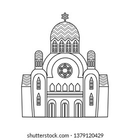 Vector design of synagogue and jewish logo. Set of synagogue and church stock symbol for web.